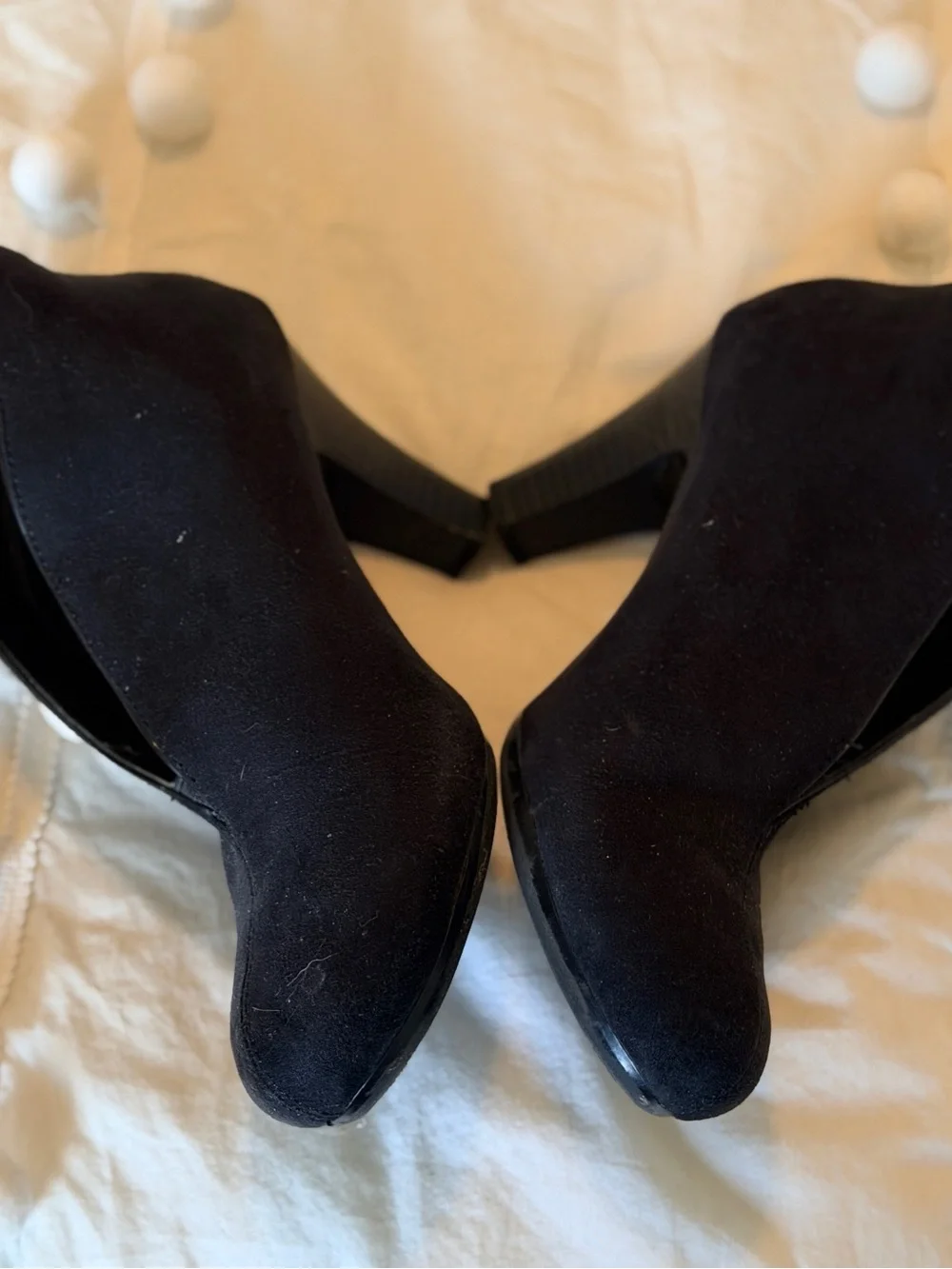Black Suede V‑Cut Ankle Booties